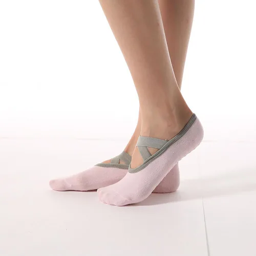 Vista 3 de 2 pares de calcetines antideslizantes para yoga, pilates, ballet, barre, calcetines de entrenamiento descalzo, calcetines antideslizantes