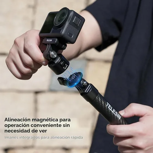 Vista 5 de TELESIN Base de adaptador de montaje para accesorios GoPro, montaje magnético de trípode de cámara de liberación rápida para DJI Action Osmo 3/4/5
