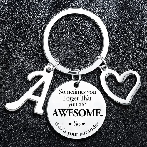 Vista 4 de BESPMOSP Sometimes You Forget You're Awesome - Llavero con letra de aliento con inicial, llavero inspirador