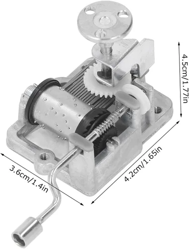 Vista 7 de Pilipane 18 Note Musical Mechanism Movement Retro Style Alloy Hand Crank Music Box Mechanism Replacement for Home Decor DIY Craft Projects