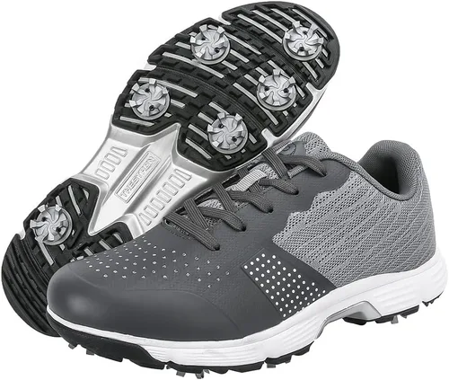 Vista 6 de THESTRON - Zapatos de golf para hombre con malla transpirable, zapatillas deportivas para caminar, 7 tacos, entrenadores de golf Negro
