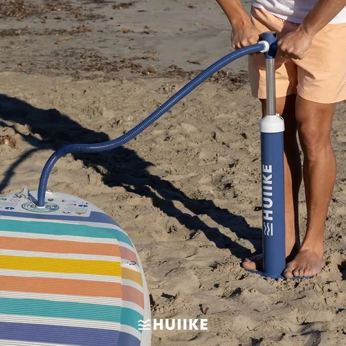 Vista 8 de HUIIKE Bomba manual de tabla de remo con bomba manual de doble acción de 15 PSI, bomba de mano estable para paddleboard, bomba de mano
