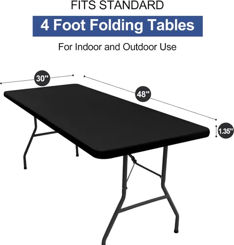 Vista 7 de homing Paquete de 4 manteles rectangulares de 4 pies, mantel ajustable de poliéster impermeable, lavable, para picnic, campamento, al aire libre