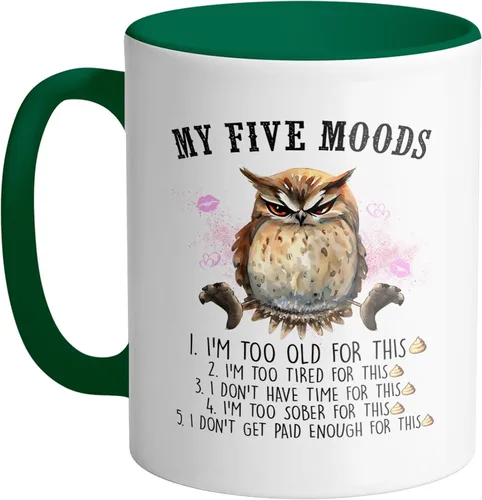 Vista 3 de TeesAndTankYou My Five Moods - Taza de café (11 onzas), color negro