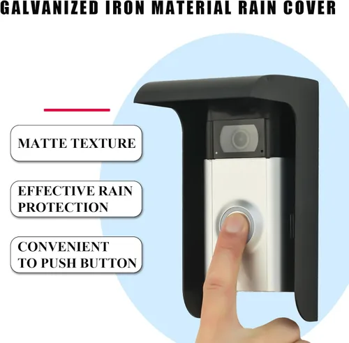 Vista 6 de Funda para timbre de puerta, protector de timbre de metal negro, protector de timbre de video pequeño, cubierta de teclado de control de acceso al