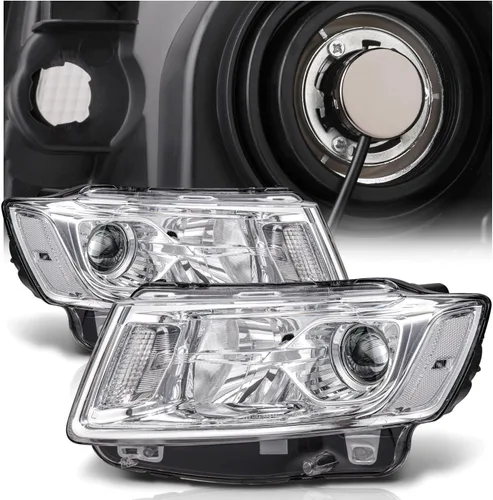 Vista 8 de M-AUTO Conjunto de faros delanteros de proyector con bombillas halógenas compatible con Jeep Grand Cherokee 14-16 Pre Facelift, faros estilo OE