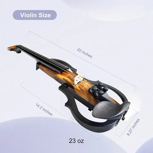 Vista 8 de Violín eléctrico premium de fibra de carbono tamaño completo 4/4, violín eléctrico profesional para adultos, adolescentes, principiantes, kit
