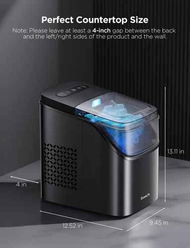 Vista 5 de GoveeLife - Máquina inteligente para hacer hielo de encimera, máquina portátil para hacer hielo con control de voz, 9 cubos de hielo en 6 minutos, 3