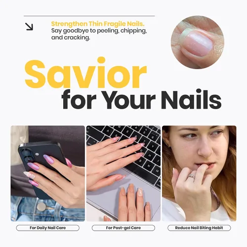 Vista 6 de Beetles - Esmalte de uñas 2 en 1, base y capa superior, esmalte de uñas transparente, de secado rápido, fortalecimiento de uñas natural, efecto