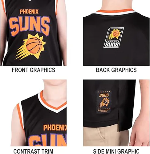 Vista 6 de Ultra Game Youth NBA Official Tank Top Mesh Sleeveless Muscle T-Shirt - Black