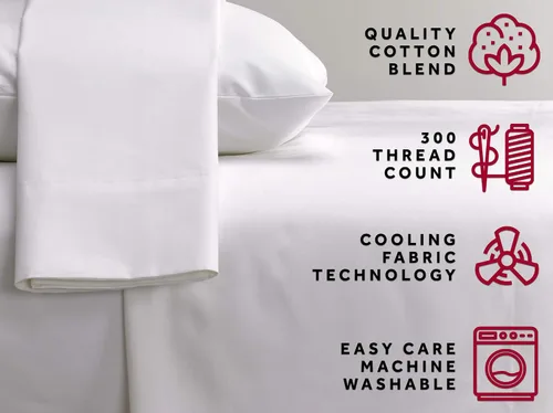 Vista 2 de Marriott Fundas de almohada Signature – Fundas de almohada suaves y transpirables de mezcla de algodón – Juego de 2 – Queen