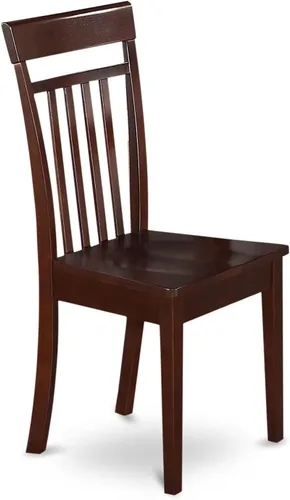 Vista 4 de East West Furniture AANCA5-MAH-W Juego de mesa de comedor de 5 piezas incluye una mesa de cocina redonda con pedestal y 4 sillas de comedor, 36 x 36