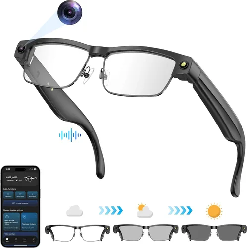 Vista 8 de Lentes inteligentes Bluetooth con cámara HD, grabación de video 1080P, voz AI, chatgpt, audio de oído abierto, música, llamadas, micrófono ANC