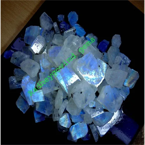 Vista 2 de 251CTS. WHOLESALE LOT NATURAL RAINBOW MOONSTONE ROUGH SPECIMEN CABOCHON GEMSTONE