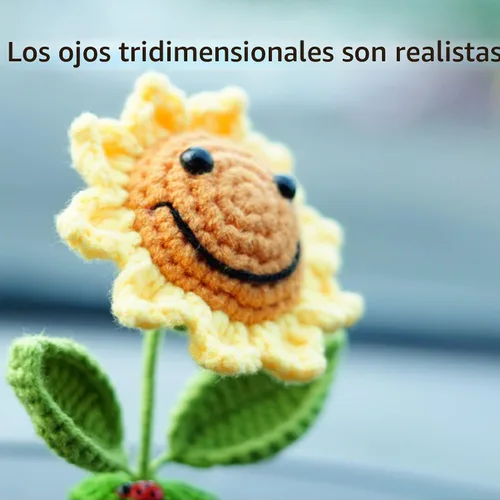 Vista 6 de Accesorios de girasol para automóvil, decoración de tablero de ganchillo, flores de sol sonriente agitadas, cabeza de bobblehead, decoración