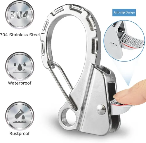 Vista 4 de Clips de acero inoxidable para guardabarros de barco, clips de parachoques de barco de liberación rápida, clips ajustables para guardabarros