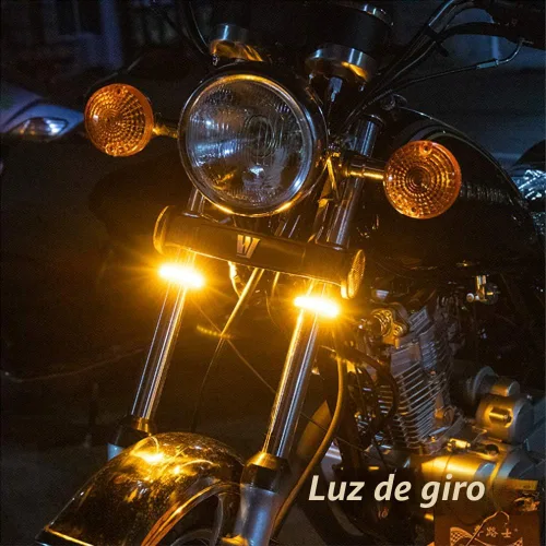 Vista 5 de 2 piezas flexibles Switchback de doble color blanco y ámbar para motocicleta LED horquilla intermitentes DRL luz diurna impermeable ajustable kit
