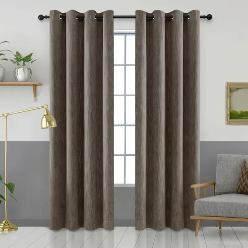 Vista 38 de Melodieux Elegantes cortinas opacas de algodón para oscurecer la habitación, para sala de estar, dormitorio, con aislamiento térmico, paneles