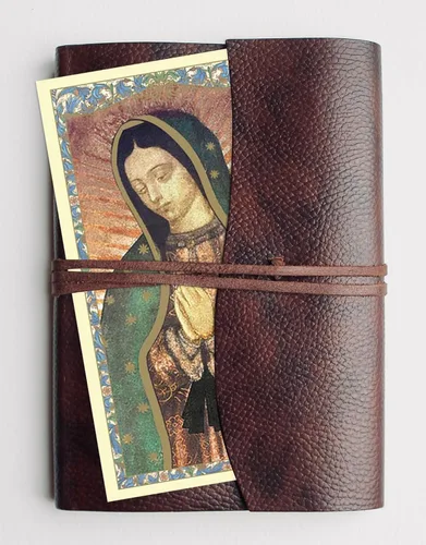 Vista 3 de Pulsera Virgen María - con tarjeta de oración de Nuestra Señora de Guadalupe, Oración del Señor Pulsera de madera de corazón Nuestra Señora