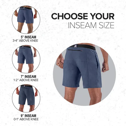 Vista 4 de Anthem Athletics Evolflex 9 in Men's Workout Shorts - Open & Zipper Pocket Short for Running Athletic Tennis & Gym Training