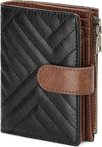 Vista 23 de GAEKEAO Cartera pequeña de cuero vegano con bloqueo RFID plegable para mujer, tarjetero compacto con bolsillo con cremallera y ventana