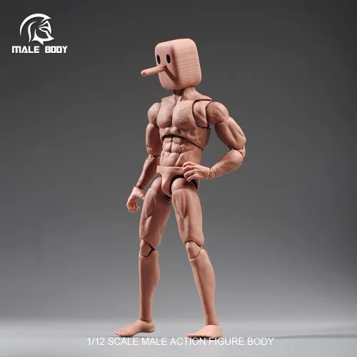 Vista 8 de Fremego Figura de acción masculina a escala 1/12, figura muscular súper flexible y fuerte de 6 pulgadas, cabeza cuadrada, figura de acción