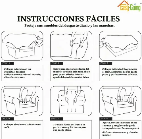 Vista 8 de Easy-Going - Funda elástica de microfibra de 2 piezas para sofá, funda suave de elastano, lavable, parte inferior elástica, protector para muebles