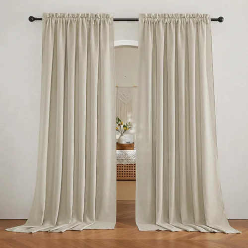 Vista 22 de RYB HOME - Cortinas de lino texturizado semitranslúcidas, privacidad media, filtro de luz, decoración de ventana para dormitorio/baño/sala de estar