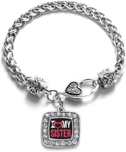 Vista 65 de Pulsera de dijes cuadrados de plata con joyería de circonita cúbica