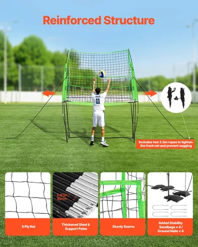 Vista 5 de VEVORAdjustable Height Badminton Net Set for Backyard Beach Lawn, Outdoor Portable Volleyball Net with Carrying Bag, 4 Square Quick Assemble Game