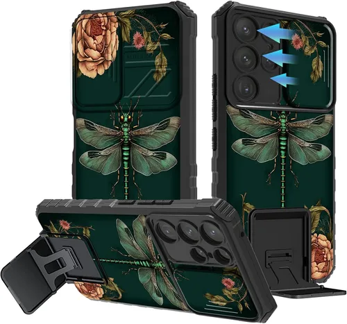 Vista 28 de Funda para Samsung Galaxy A13 5G/4G/A04S, Galaxy A13 5G con cubierta de cámara deslizante, funda de doble capa integrada con función atril