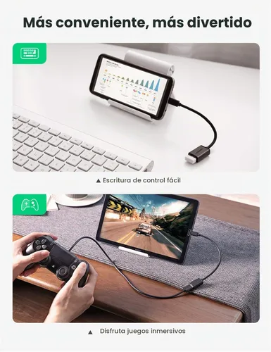 Vista 4 de UGREEN Cable Micro USB 2.0 OTG On The Go Adaptador Macho Micro USB a Hembra USB Compatible con Teléfono Samsung S7 S6 Edge S4 S3 LG G4 Controlador