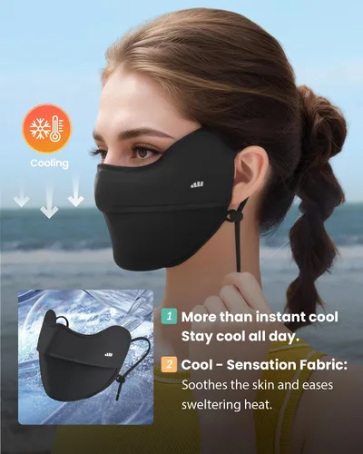 Vista 4 de BENEUNDER Protección solar UV para la cara, bufanda para el cuello, UPF150+, transpirable, refrescante, para actividades al aire libre de verano