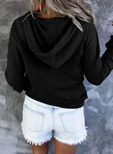 Vista 2 de Dokotoo - Sudaderas con capucha para mujer, con cuello de botón y cordón de ajuste, sudaderas casuales de manga larga