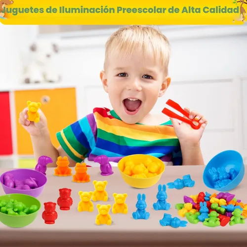Vista 4 de Juegos de clasificación de animales por color con cuencos de clasificación Montessori sensorial, juguetes educativos tempranos para aprender
