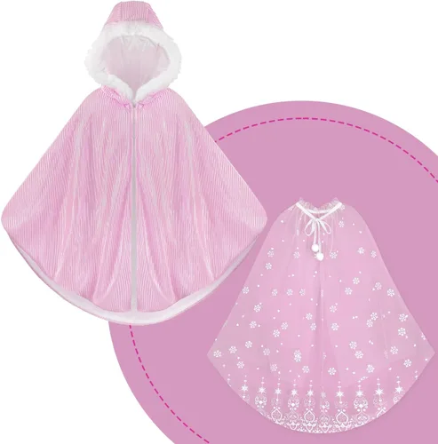 Vista 6 de Capa de princesa con capucha para niñas, capa con capucha para Navidad, Halloween, carnaval, fiesta de cosplay
