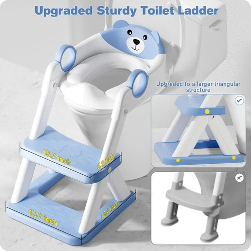 Vista 3 de Asiento de Entrenamiento de Baño, Asiento de Inodoro Mejorado para Niños y Niñas, Asiento de Entrenamiento de Baño 2 en 1 para Niños, Asiento