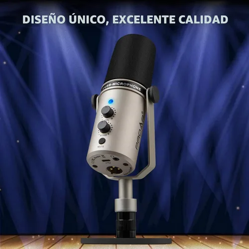 Vista 2 de Micrófono dinámico de podcasting USB/XLR, micrófono USB profesional para juegos para computadora de PC con cancelación de ruido, kit de micrófono