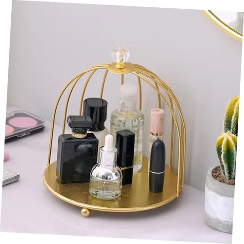 Vista 9 de Beavorty Estante de almacenamiento de hierro forjado, vitrina cosmética, organizador de encimera de maquillaje, soporte para plantas, collar