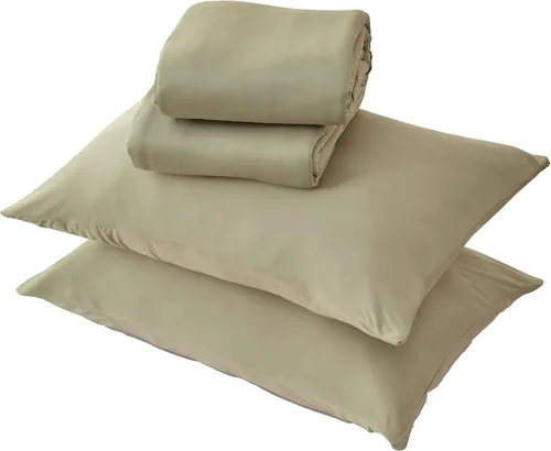 Vista 5 de Juego de sábanas de lujo tamaño individual con 1 funda de almohada, tela ultrasuave, refrescante y transpirable, sábanas verdes, juego de 3 piezas
