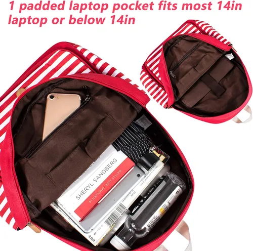 Vista 5 de Leaper - mochila escolar para niñas, mochila informal, bolsa de viaje con bolsillos laterales