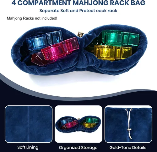 Vista 2 de Mahjong - Bolsa con 4 compartimentos separados, fundas de Azul real