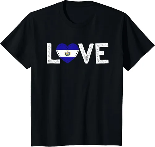 Vista 36 de Camiseta de regalo con la bandera de El Salvador LOVE, Negro, S