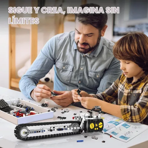 Vista 6 de Kit de construcción de robot RC STEM 5 en 1 para niños, juego de constructor de APP y control remoto, juguetes RC para niños bloques 419 piezas