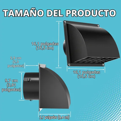 Vista 5 de HG Power Cubierta de ventilación de secadora de 4 pulgadas exterior con Negro
