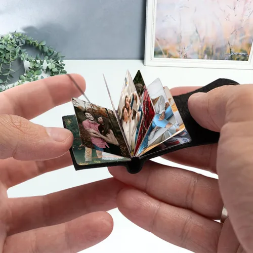 Vista 4 de Mini álbum de fotos personalizado, llavero de fotos personalizado con imagen de 4812, memoria para novio y novia
