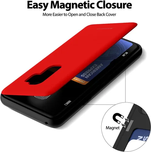 Vista 97 de GOOSPERY Parachoques magnético para puerta compatible con Galaxy S9 Plus, tarjetero tipo billetera con cierre automático por iman, funda protectora