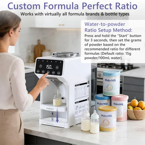 Vista 5 de Horigen Dispensador de fórmula para bebés - Máquina avanzada de fórmula WiFi con mezcla y limpieza automática, agua caliente instantánea