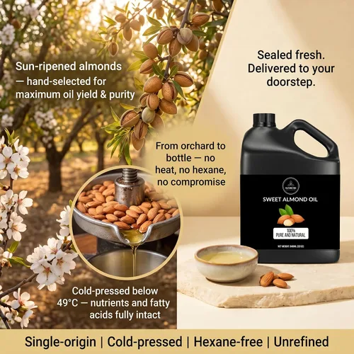 Vista 3 de Naturevibe Botanicals Aceite de Almendras Dulces 32 onzas 100% puro y natural, aceite portador prensado en frío sin refinar Excelente