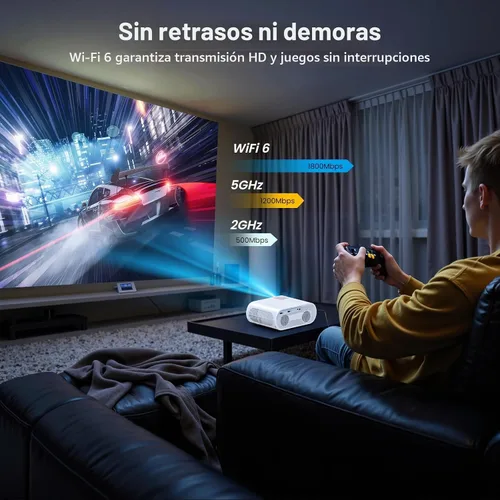 Vista 5 de HOMPOW Proyector 4K con WiFi y Bluetooth, proyector Google TV 1500 ANSI